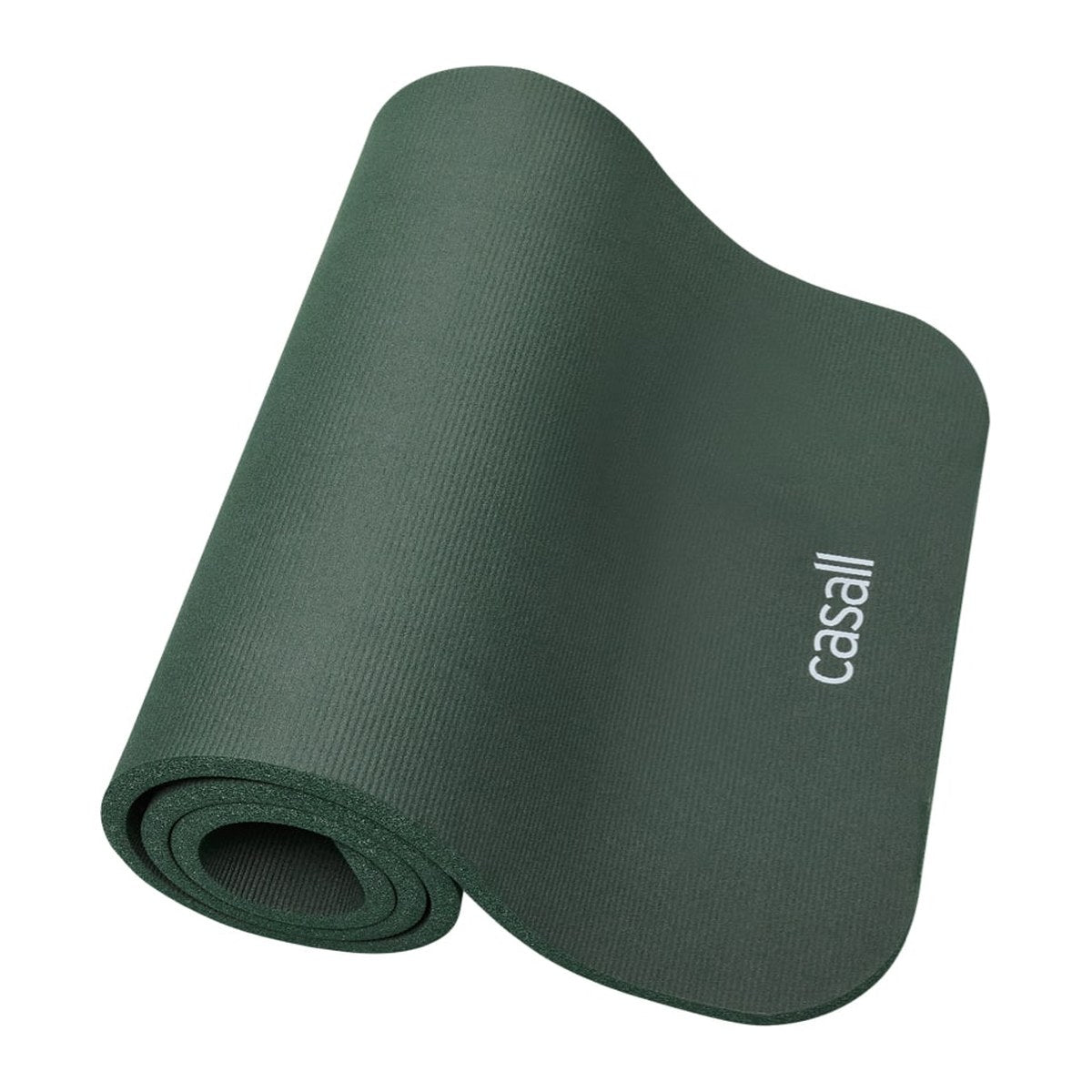 Casall Training Mat Medium i mørk grønn, delvis rullet