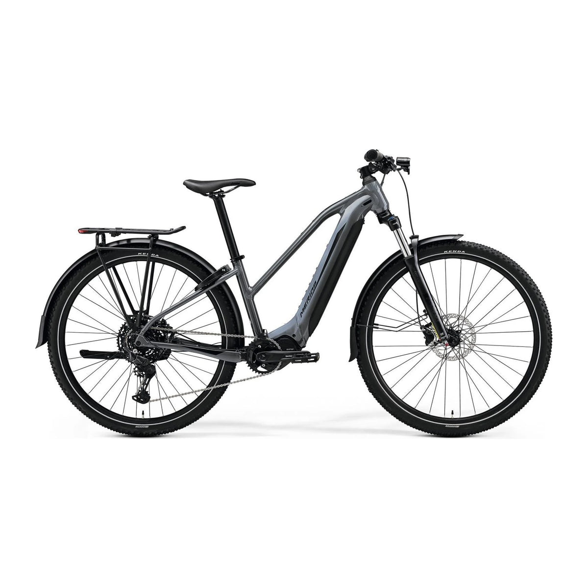 Merida eBIG.TOUR 400 EQ i grå, sett fra siden