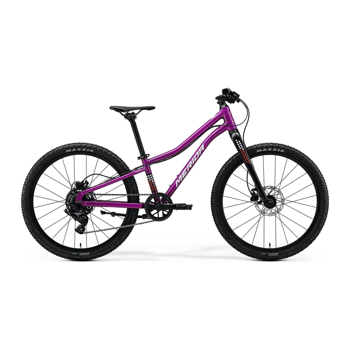 Merida Matts J.24+ i silk purple / red / white / black, sett fra siden