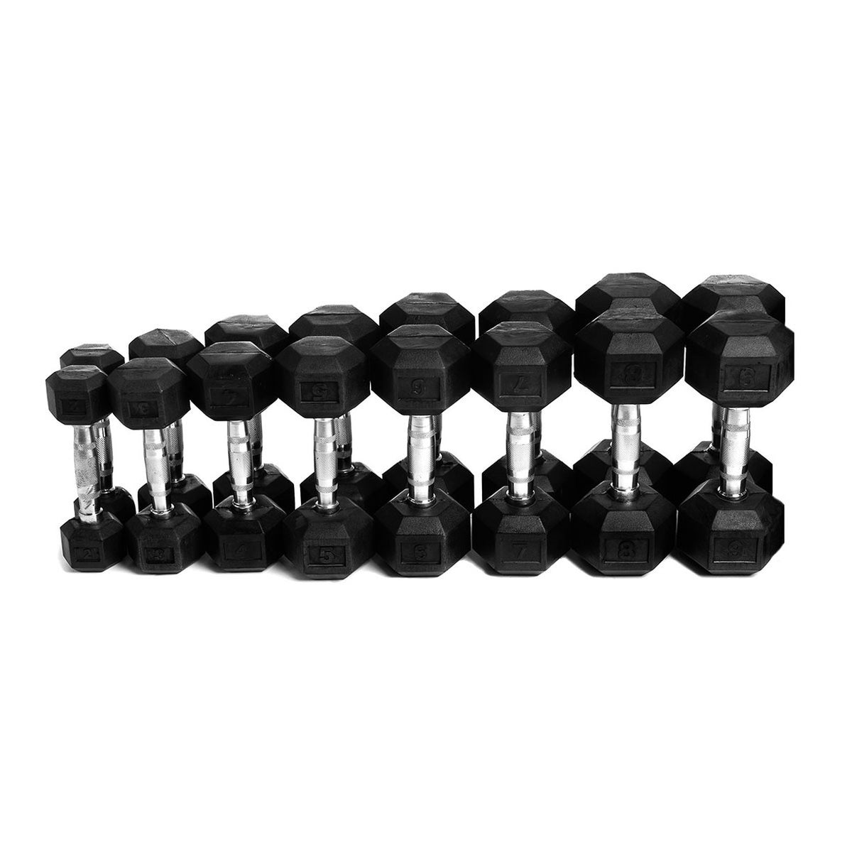 Abilica Hex manualsett 2–9 kg, åtte par på rad