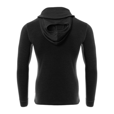 Aclima WarmWool Hoodsweater med hetten på, sett forfra