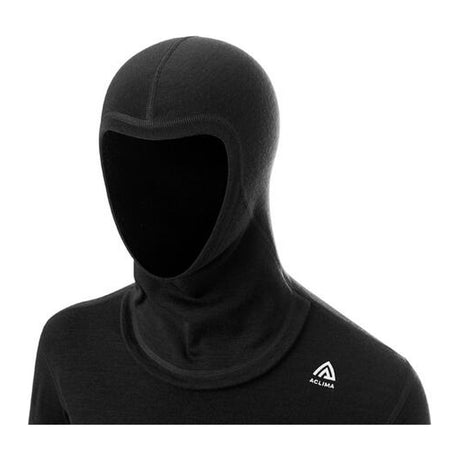 Aclima WarmWool Hoodsweater med hetten brukt som balaklava
