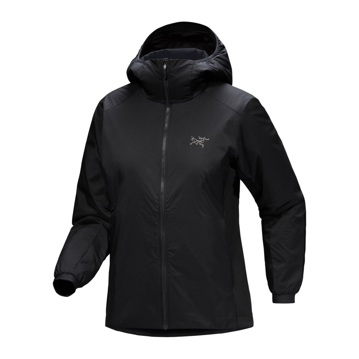 Arc'teryx Atom Hoody til dame i svart, sett forfra