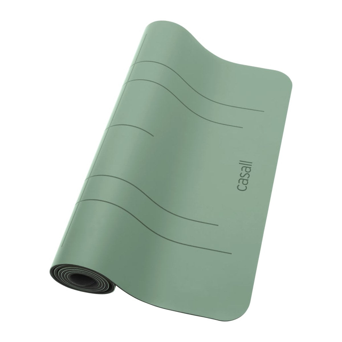 Casall Grip & Cushion III yogamatte i Soft Teal, delvis rullet ut