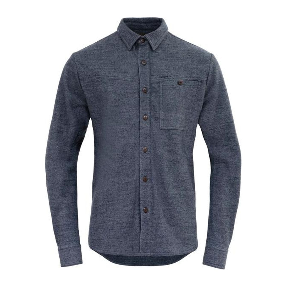 Devold Merino Overshirt i blåmelert, sett forfra