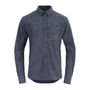 Devold Merino Overshirt i blåmelert, sett forfra