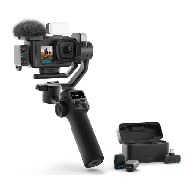 GoPro Mission 1 Pro montert på gimbal med mikrofon