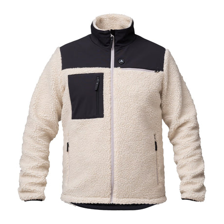 HeatX Hybrid Pile Jacket i sand og svart, sett forfra