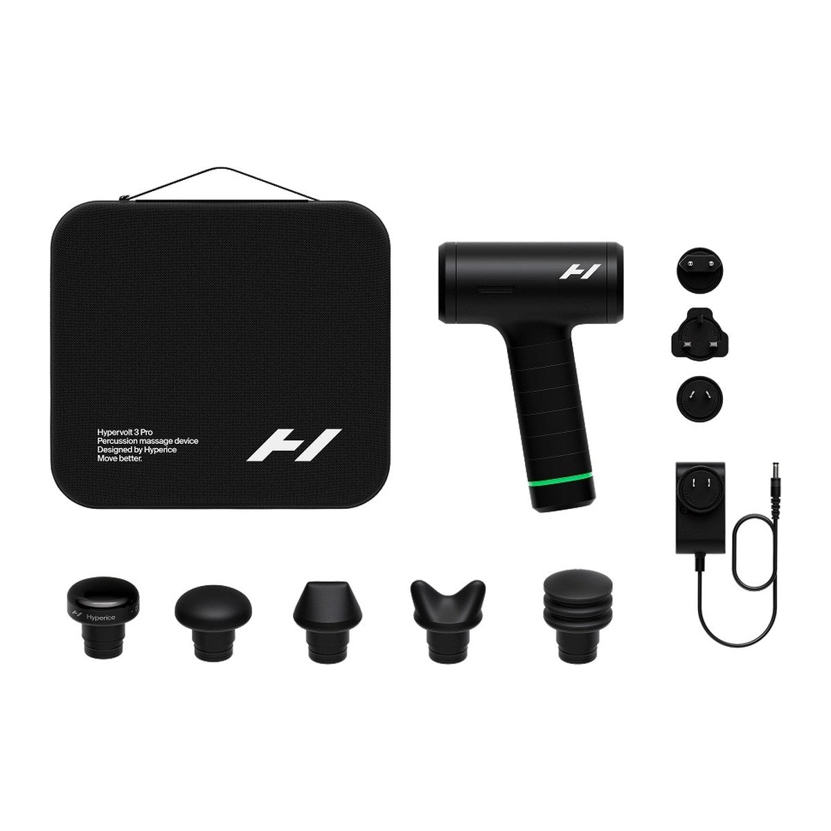 Hypervolt 3 Pro med etui og alle hodene