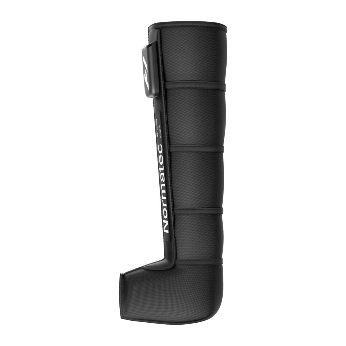 En enkelt Normatec-støvel sett fra siden