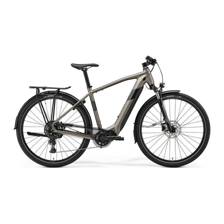 Merida eSPRESSO 400 EQ i Warm Slate Grey med diamantramme, sett fra siden