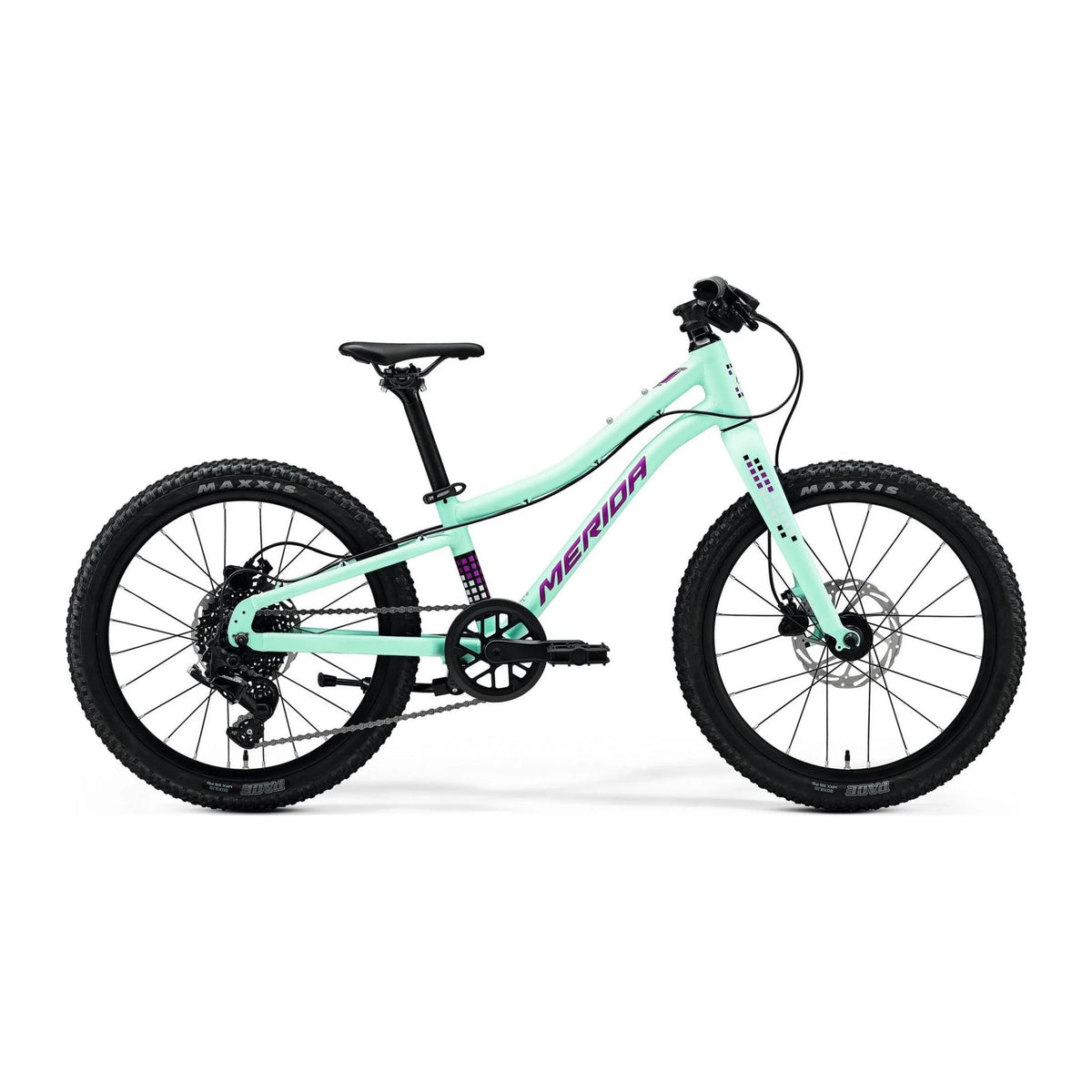 Merida Matts J.20+ i matt mint / purple / white / black, sett fra siden
