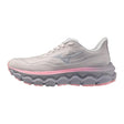 Mizuno Wave Horizon 9 i beige og grått med rosa såle, sett fra utsiden