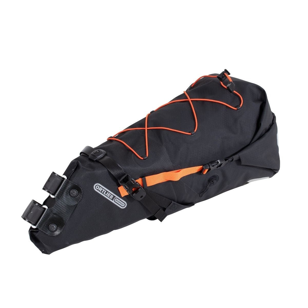 Ortlieb Seat-Pack i matt svart med oransje snornett