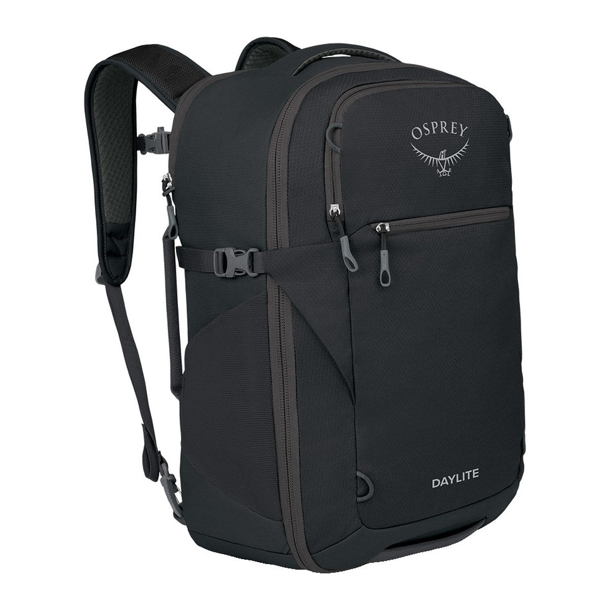 Osprey Daylite Carry-On 35 i svart, sett skrått forfra