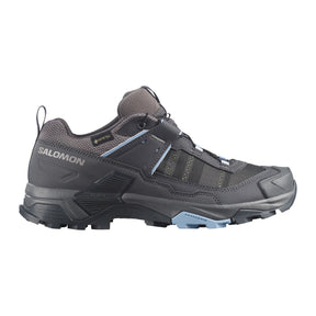 Salomon X Ultra 5 GTX til dame i grått og lyseblått, sett fra siden