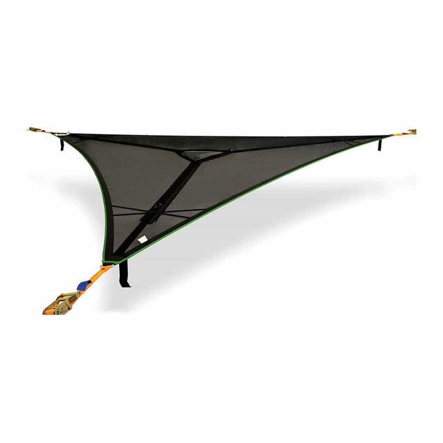 Tentsile Trillium XL trekantet hengekøye i svart mesh, spent opp